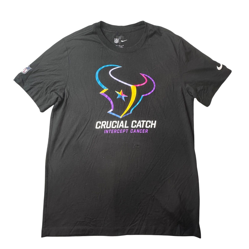 Houston Texans Nike T-Shirt Mens Large Black Crucial Catch Intercept Cancer NFL